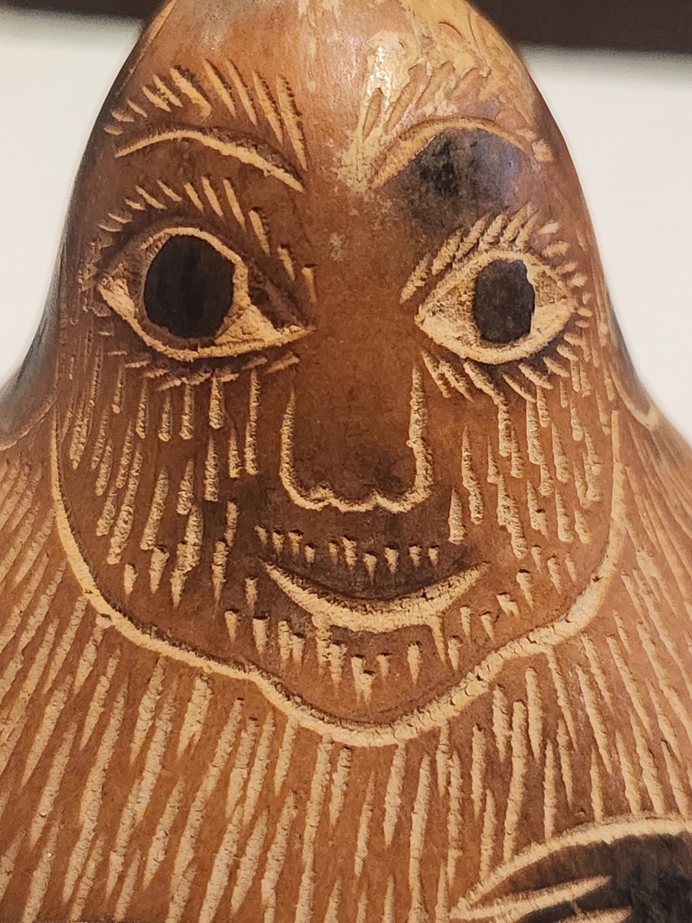 VTG Monkey Gourd Folk Art Hand Carved Etched Peruvian Decor Nature - Picture 8 of 12